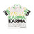 Retro 1980s Hawaiian Shirt with Karma Club Red Gold and Green Pattern