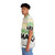 Retro 1980s Hawaiian Shirt with Karma Club Red Gold and Green Pattern - People Left