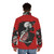 A stylish puffer jacket featuring a werewolf, skeleton, and gothic design elements - men back