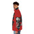 A stylish puffer jacket featuring a werewolf, skeleton, and gothic design elements - men side left