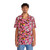 Kiwiana-inspired pink Hawaiian shirt with kawaii-style elements - People Front