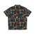 Black Hawaiian shirt with spring botanical floral pattern - Back
