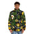 Lemon Tree Black Puffer Jacket with Botanical Leaves and Fruit Design - men front