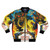 The Secret of NIMH bomber jacket with retro cartoon graphics and 80s fantasy style