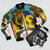 The Secret of NIMH bomber jacket with retro cartoon graphics and 80s fantasy style - Flat lay