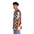 Ivory checkerboard pattern Hawaiian shirt worn by a drag queen performer - People Left