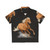 Vibrant painting of a running palomino horse on a Hawaiian shirt