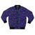 Retro arcade-inspired bomber jacket with a classic carpet pattern design
