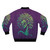 A funky, retro-inspired bomber jacket featuring a Medusa graphic design with an afro hairstyle and sunglasses. - Back
