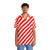 Red and white diagonal stripes pattern on a hawaiian shirt - People Front