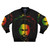 Garnett silk rasta bomber jacket with Rastafarian and Jamaican inspired design