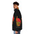 Legendary red dragon puffer jacket with fantasy design and anime-style graphics - men side left