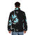 Legendary blue dragon puffer jacket for kids with crystal rat tail design - men back