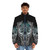 Puffer jacket with white stag design, inspired by Celtic mythology - men front