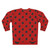 A model wearing a cozy ladybug-themed sweatshirt - Back