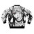 Nana anime-inspired bomber jacket with black and white color scheme and punk rock graphics - Back