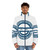 Laughing Man puffer jacket with Ghost in the Shell anime-style graphics - men front