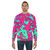 Retro 90s abstract geometric teal and pink sweatshirt - men