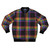Colorful rainbow plaid bomber jacket with pride flag design