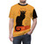 Vintage-style black cat graphic t-shirt design based on the iconic Le Chat Noir avant-garde art - men front