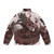 A cozy puffer jacket with a nature-inspired design featuring a mountain landscape, wildlife, and botanical elements - Back