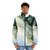 Abstract landscape painting puffer jacket in vibrant colors - men front