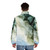 Abstract landscape painting puffer jacket in vibrant colors - men back