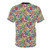 Vibrant abstract t-shirt with colorful cartoon animals, fruit, and snack motifs - Back