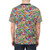 Vibrant abstract t-shirt with colorful cartoon animals, fruit, and snack motifs - men back