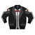 A black tuxedo-style bomber jacket with a red bow tie and vest
