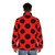 Woman wearing a red and black polka dot lady bug puffer jacket - men back