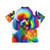 A colorful Hawaiian shirt featuring a poodle in a rainbow print design - Back