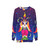 Neon rainbow baphomet sweatshirt with occult and satanic elements - hanging