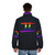 Gay pride puffer jacket featuring the Gemini zodiac sign and LGBTQ+ colors - men back