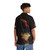 Abstract art Hawaiian shirt with indie music lyrics - Flat lay