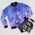 Lapis Lazuli inspired bomber jacket with purple and blue colors - Flat lay