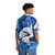 White tuxedo guppy fish in a tropical floral Hawaiian shirt - People Back