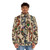Kokopelli tribal pattern puffer jacket with native american mythological design - men front