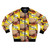 Maggie Onion Soup kiwiana-inspired bomber jacket with food and drink graphics