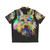 Berger De Picardie dog wearing a colorful Hawaiian style shirt - Back