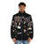 Black puffer jacket with Kittie spit numetal design - men front