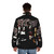 Black puffer jacket with Kittie spit numetal design - men back
