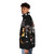 Black puffer jacket with Kittie spit numetal design - men side left