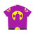 Colorful purple and yellow Hawaiian shirt with Larryboy superhero design - Back