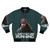 A bomber jacket with a Forrest Gump inspired "I Just Felt Like Running" design and Bubba Gump references.