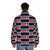 Retro gradient puffer jacket with glowing Kiss the Band logo - men back