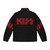 A red puffer jacket featuring the iconic Kiss band logo and artwork. - Back