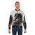 Black bomber jacket with a rearing black stallion design - Lifestyle