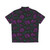Purple floral Hawaiian shirt with tropical flower pattern on black background - Back