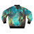 Green Galaxy Bomber Jacket with Nebula and Tarantula Nebula Design - Back